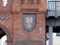 Mosaik mit altem Wappen der Stadt Prenzlau an der Oberbaumbrücke